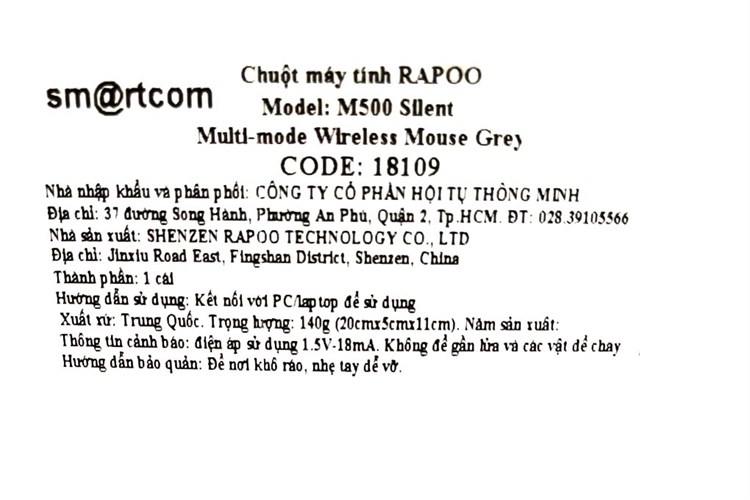 Chuột Bluetooth Silent Rapoo M500 Màu Xám xanh