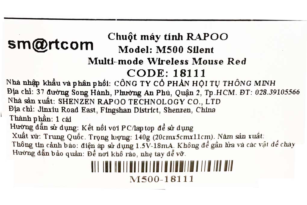 Chuột Bluetooth Silent Rapoo M500 Màu Đỏ