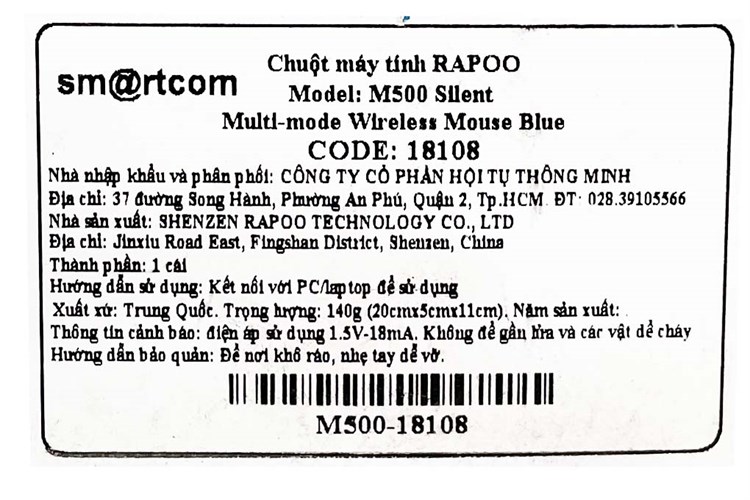 Chuột Bluetooth Silent Rapoo M500 Màu Xanh Dương