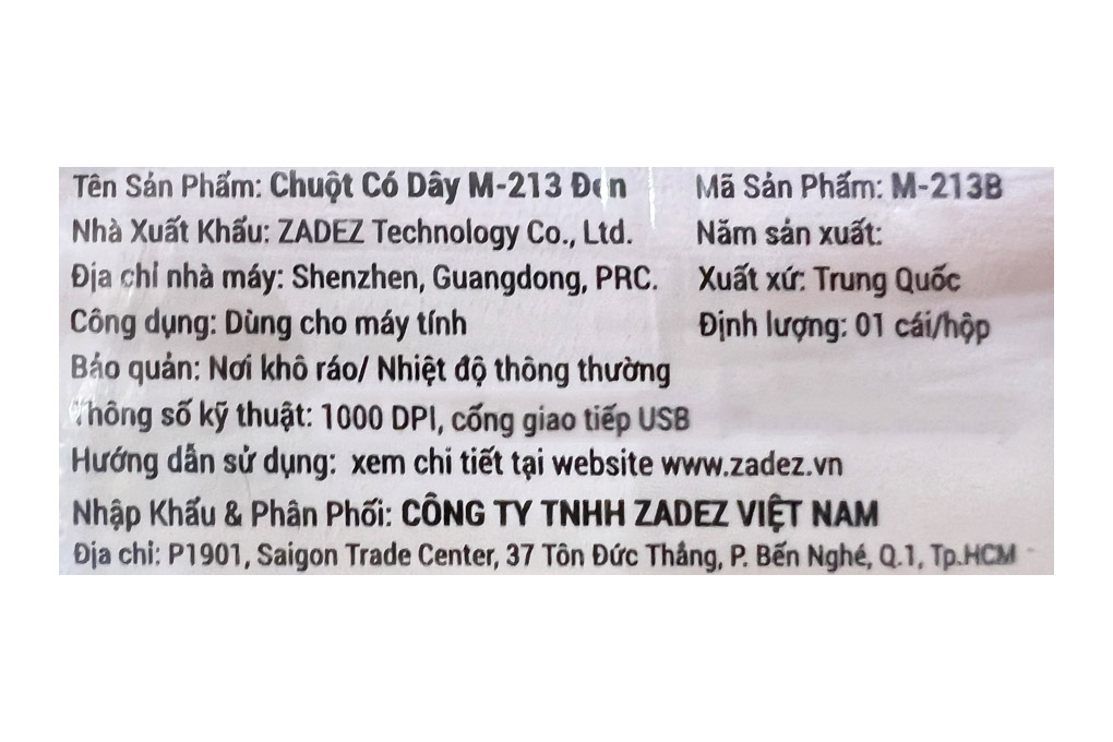 Chuột Có dây Zadez M213 Màu Đen