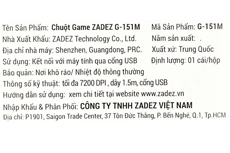 Chuột Có dây Gaming Zadez G151M Màu Đen