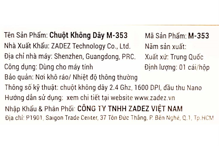 Chuột Không dây Zadez M353 Màu Xám