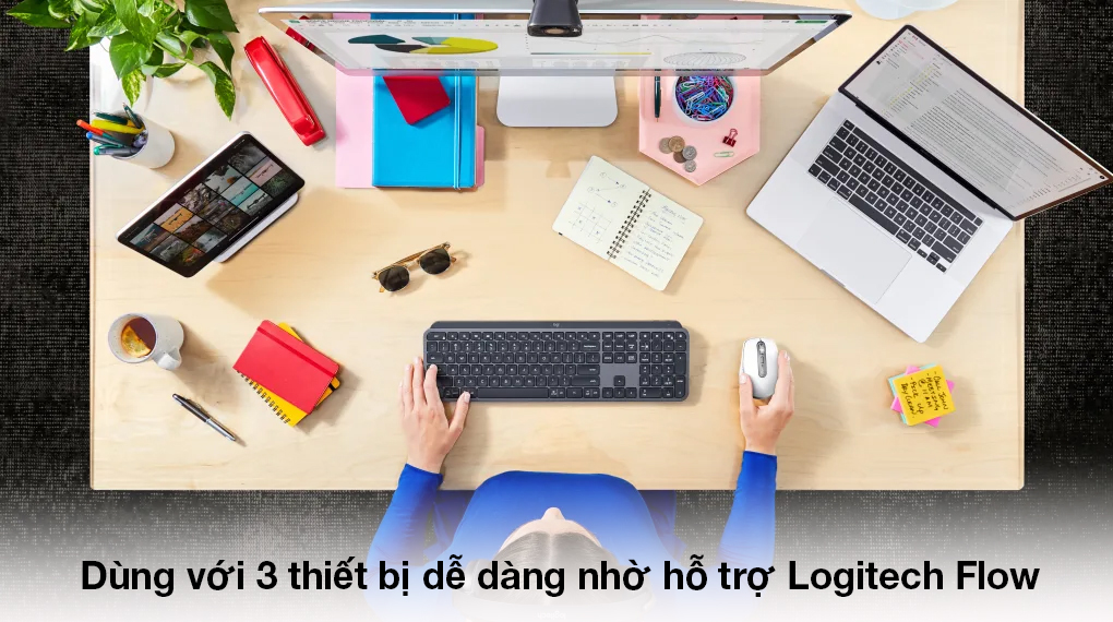 Chuột không dây Logitech MX Anywhere 3 Xám - Sao chép nhạc qua 3 thiết bị dễ dàng nhờ hỗ trợ Logitech Flow