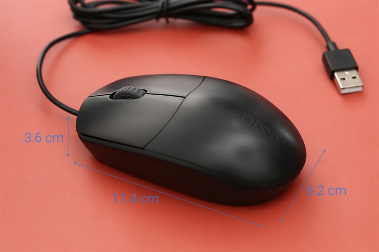Chuột Có dây Rapoo N100 Đen Màu Đen