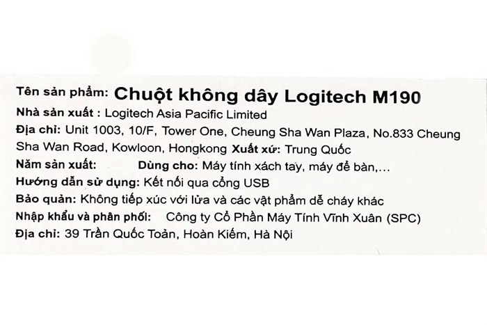 Chuột Không dây Logitech M190 Màu Đen