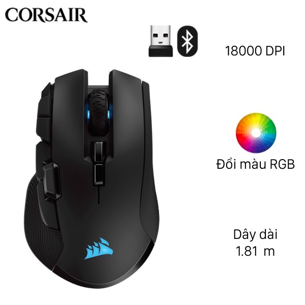 Chuột Không Dây Bluetooth Gaming Corsair Iron Claw RGB Đen