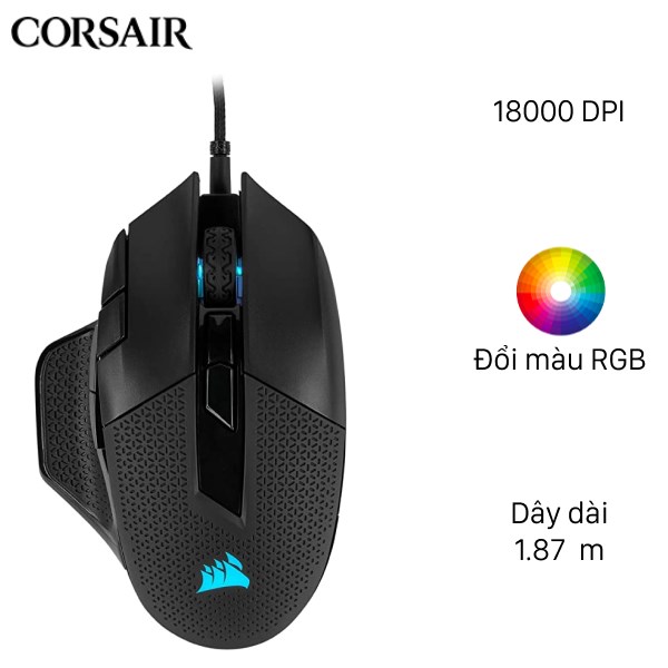 Chuột Gaming Corsair Nightsword RGB Tunable FBS/MOBA Đen