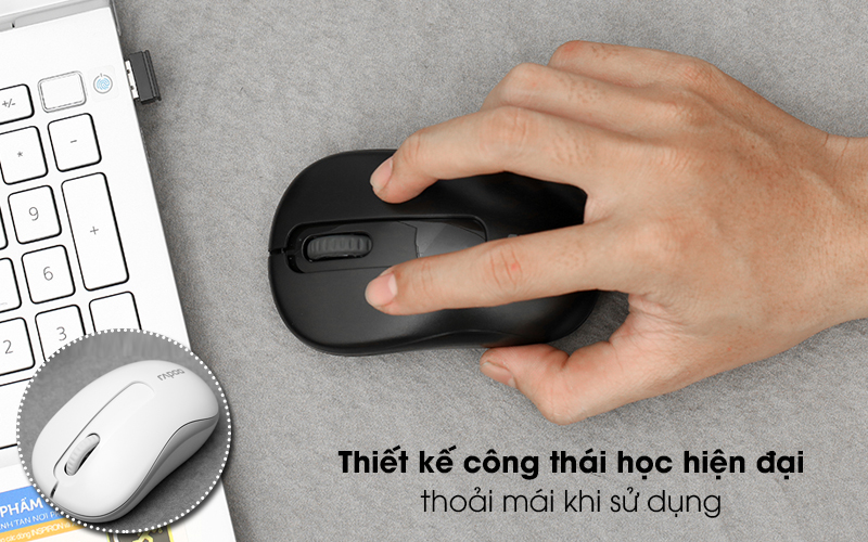 Chuột không dây Rapoo M10 Plus - Thiết kế công thái học, thoải mái khi sử dụng