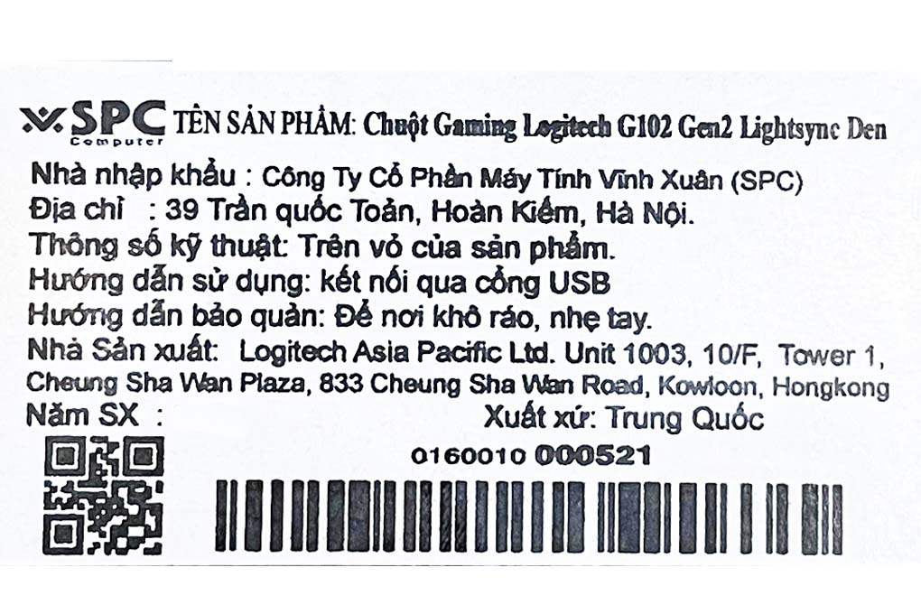 Chuột Có dây Gaming Logitech G102 Gen2 Lightsync Màu Đen