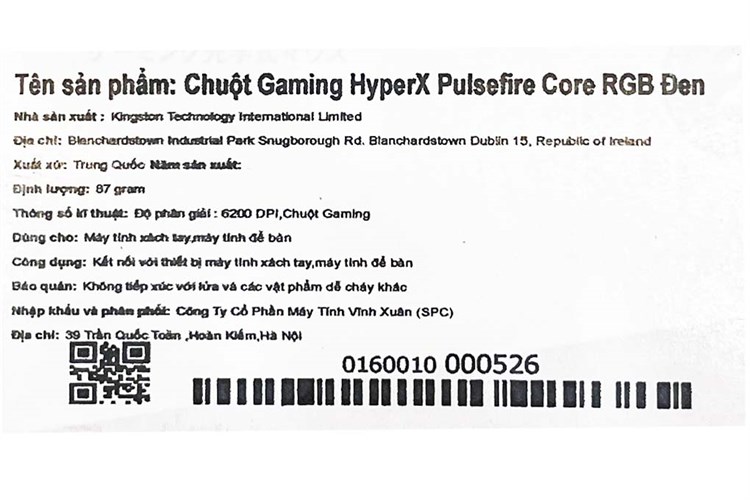 Chuột Có dây Gaming HyperX Pulsefire FPS Pro RGB Màu Đen