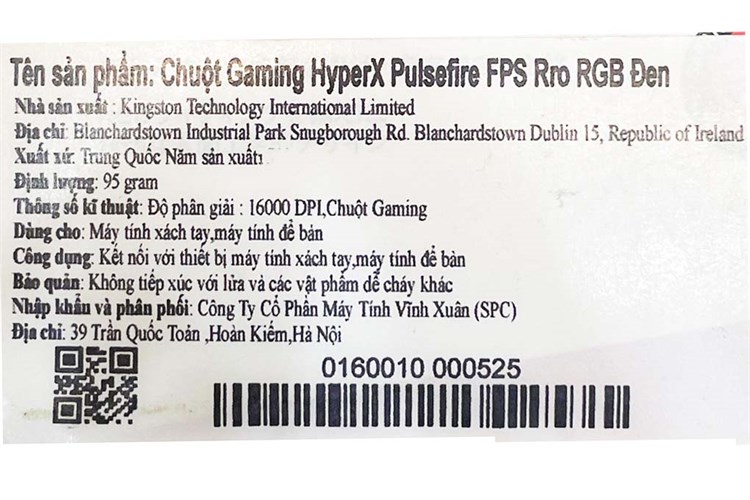 Chuột Có dây Gaming HyperX Pulsefire Core RGB Màu Đen