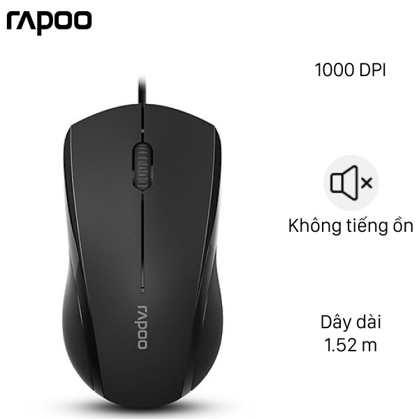 Chuột Có Dây Silent Rapoo N1200 Đen