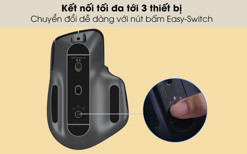 Sử dụng đồng thời 3 thiết bị - Chuột không dây Logitech MX Master 3 Đen