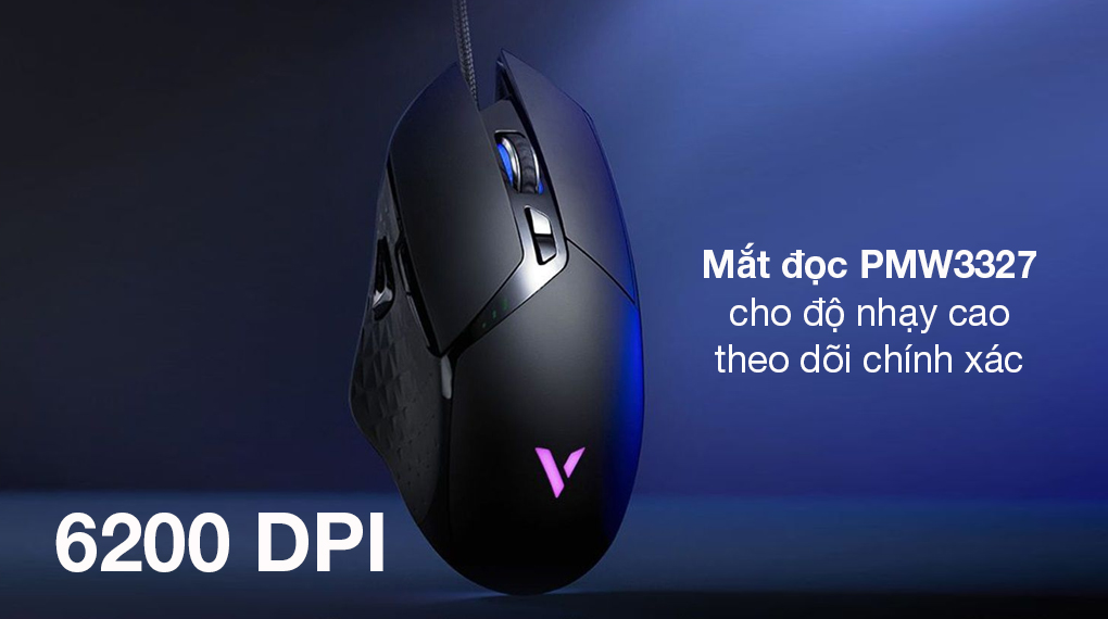 Chuột có dây Gaming Rapoo VT30 đen - Sử dụng cực nhạy với độ phân giải lên tới 6200 DPI