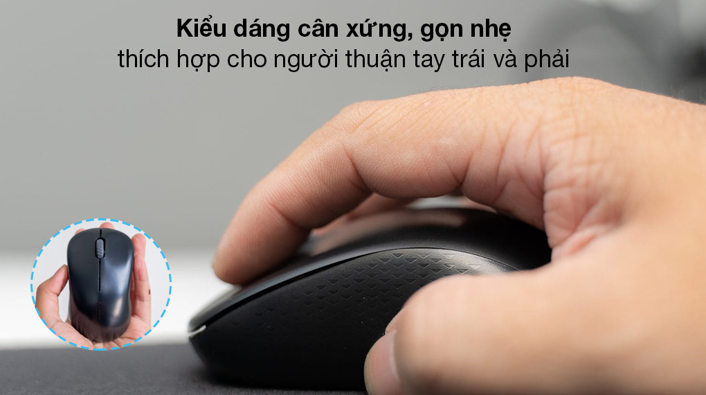 Chuột không dây Bluetooth Rapoo M160 đen - Kiểu dáng gọn nhẹ, thích hợp cả người thuận tay phái và trái