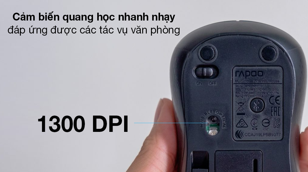 Chuột không dây Bluetooth Rapoo M160 đen - Điều hướng chuẩn xác với độ phân giải quang học 1300 DPI 