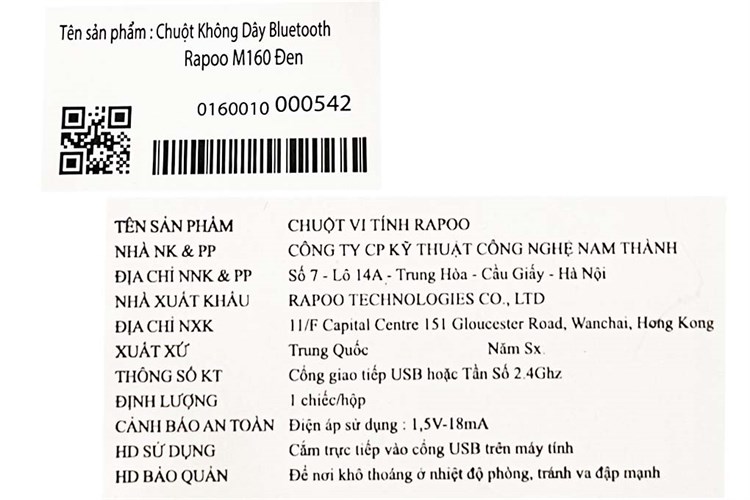 Chuột Bluetooth Silent Rapoo M160 Màu Đen