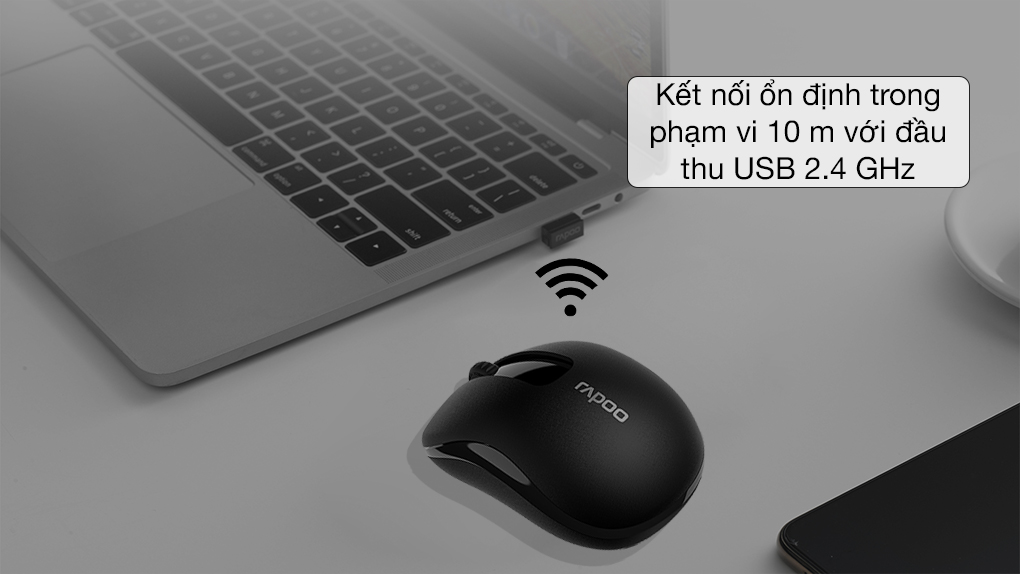 Kết nối USB mượt mà - Chuột Không Dây Rapoo M216 Đen