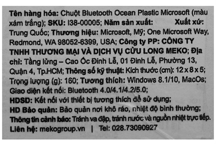 Chuột Bluetooth Microsoft Ocean Plastic Màu Trắng - Xám