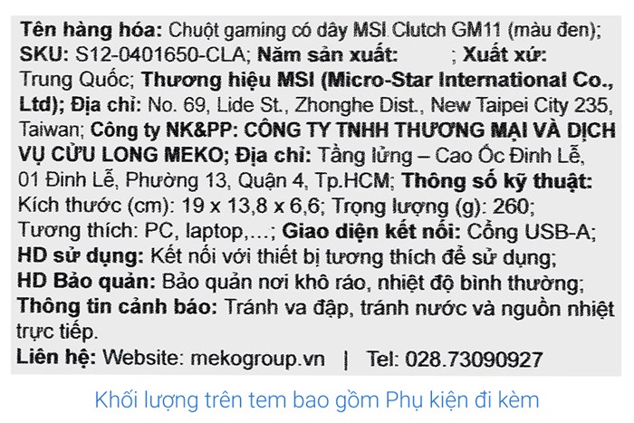 Chuột Có dây Gaming MSI Clutch GM11 Đen Màu Đen