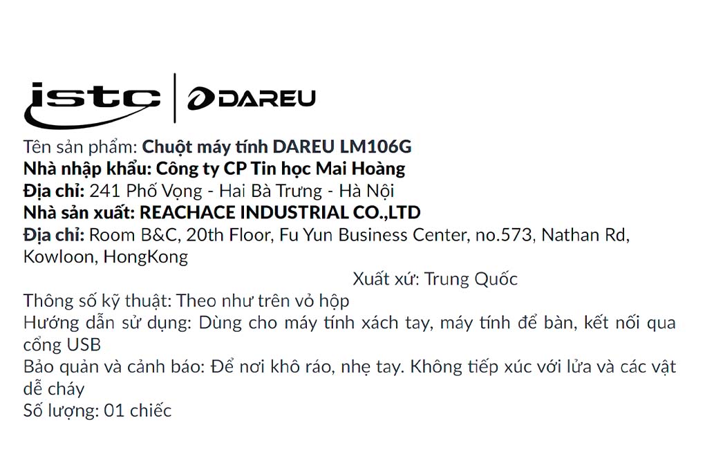 Chuột Không dây DareU LM106G Màu Trắng
