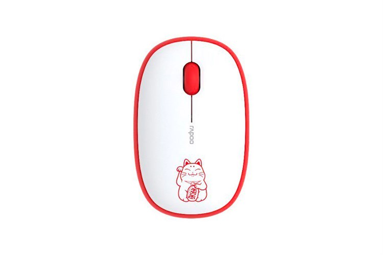 Chuột Bluetooth Silent Rapoo M650 Lucky Cat Màu Trắng - Đỏ