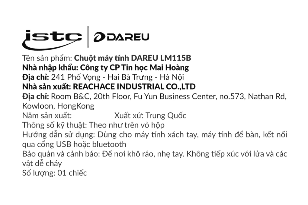 Chuột Bluetooth Silent DareU LM115B Màu Đen