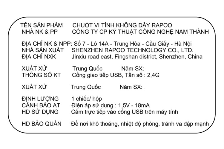 Chuột không dây Rapoo Gaming V20W Màu Đen