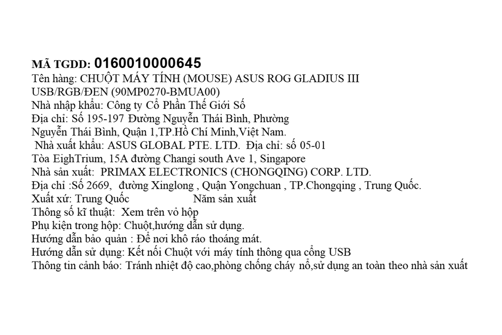 Chuột Có dây Gaming Asus ROG Gladius III Màu Đen