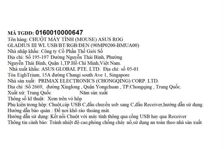 Chuột Bluetooth Gaming ASUS ROG Gladius III Màu Đen