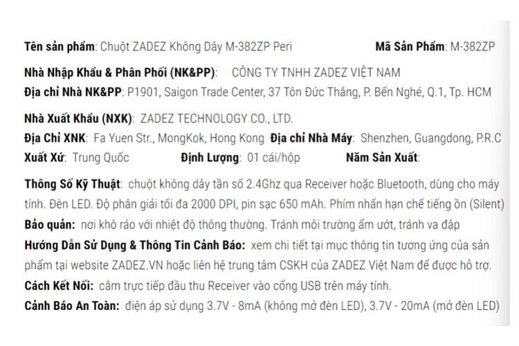 Chuột sạc Bluetooth Silent Zadez M382Z Màu Xanh tím