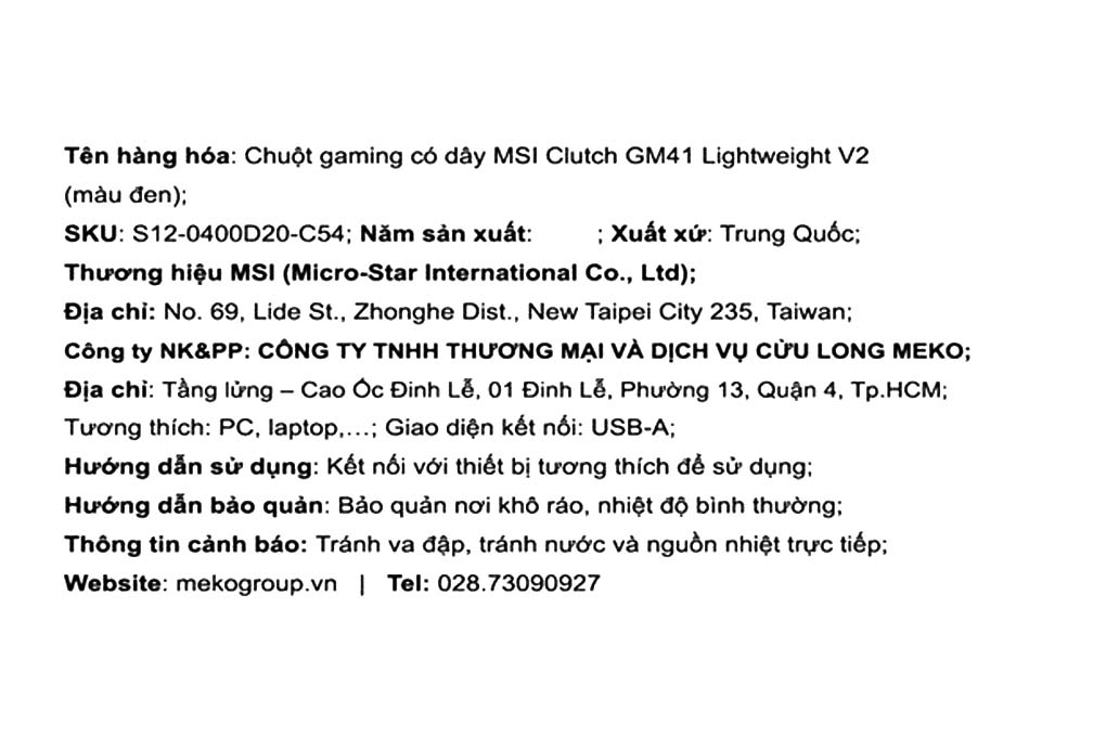 Chuột Có dây Gaming MSI Clutch GM41 Lightweight V2 - 5