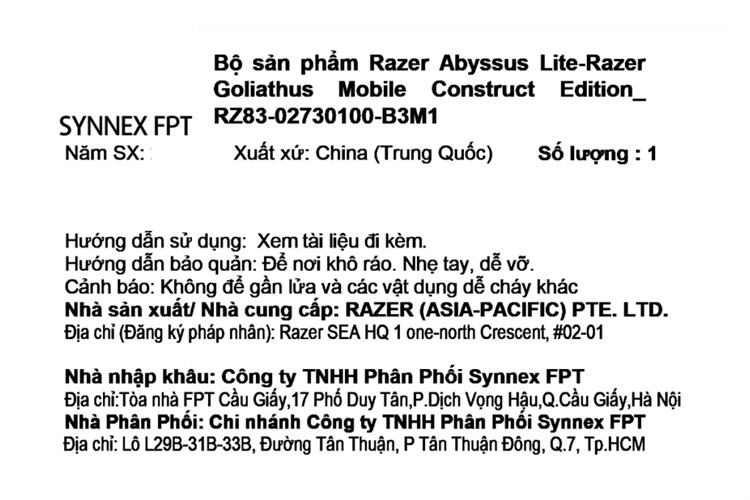 Chuột Có Dây Gaming và Lót Chuột Razer Abyssus Lite-Razer Goliathus Mobile Construct Edition Màu Đen