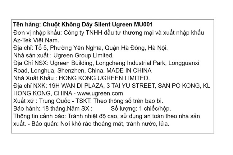 Chuột Bluetooth Silent Ugreen MU001 Màu Xanh lá