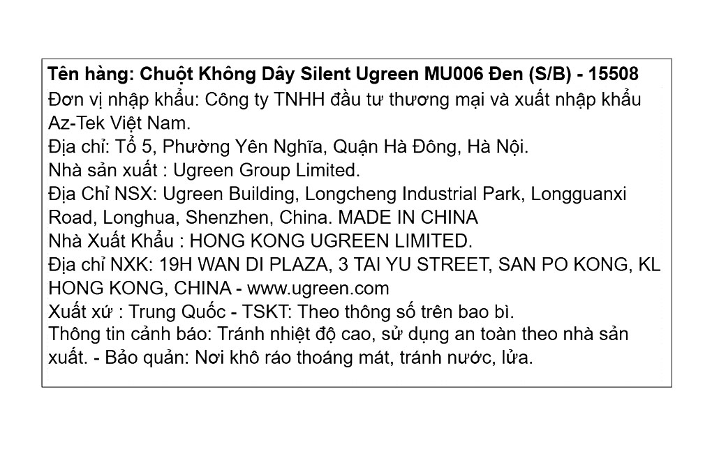 Chuột Bluetooth Silent Ugreen MU006 Màu Đen