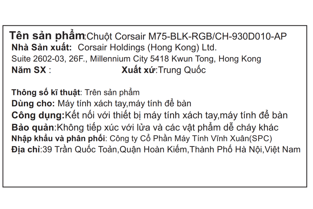 Chuột Có dây Gaming Corsair M75 - 5