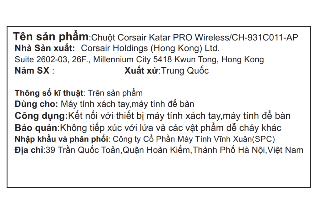 Chuột Bluetooth Gaming Corsair Katar PRO - 14