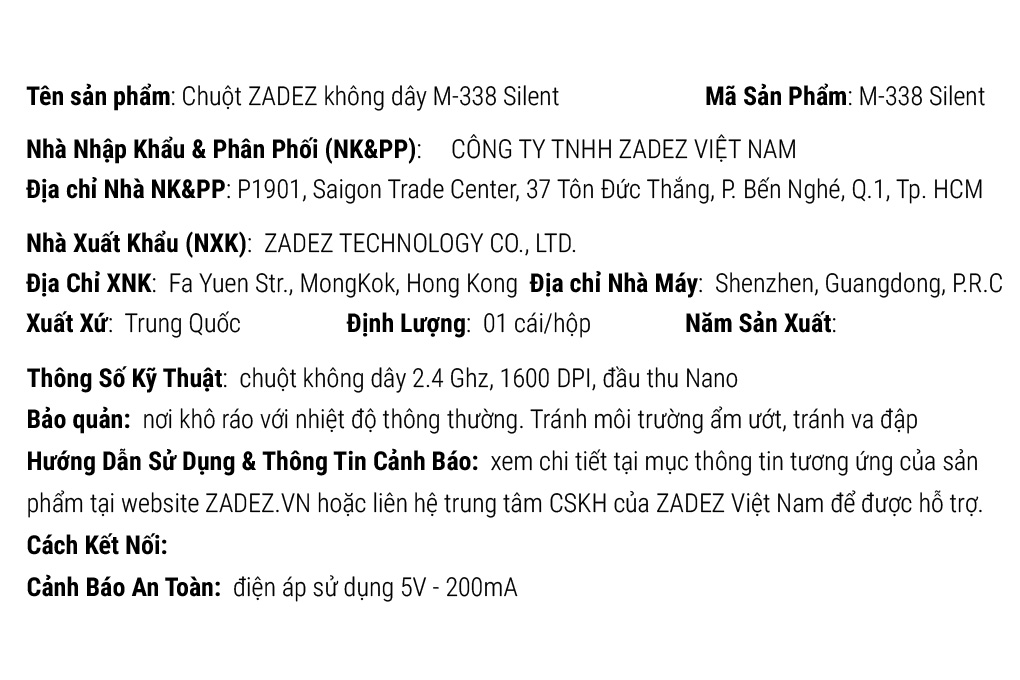 Chuột Không dây Silent Zadez M338 Màu Đen