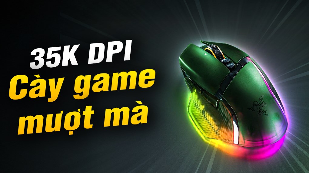 Chuột sạc Bluetooth Gaming Razer Basilisk V3 Pro 35K Phantom Green Edition