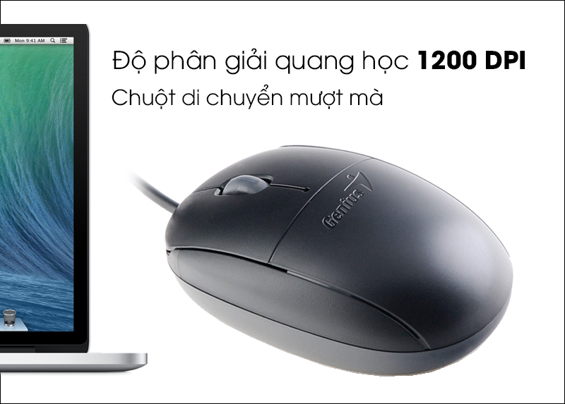 Chuột có dây Genius NS-100X - 1200 DPI giúp chuột di chuyển mượt mà Chuột có dây Genius NS-100X - 1200 DPI giúp chuột di chuyển mượt mà