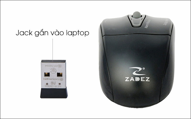 Chuột không dây Zadez M356 - Kết nối với máy tính hoặc tivi thông qua cổng gắn USB