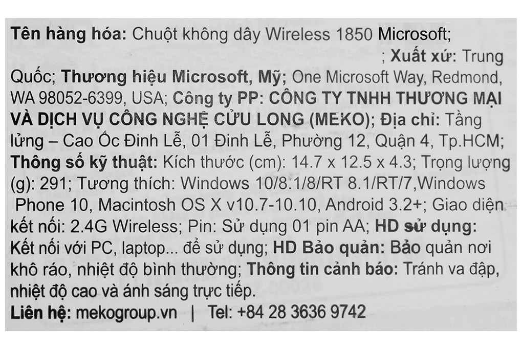 Chuột Không dây Microsoft 1850 - 51
