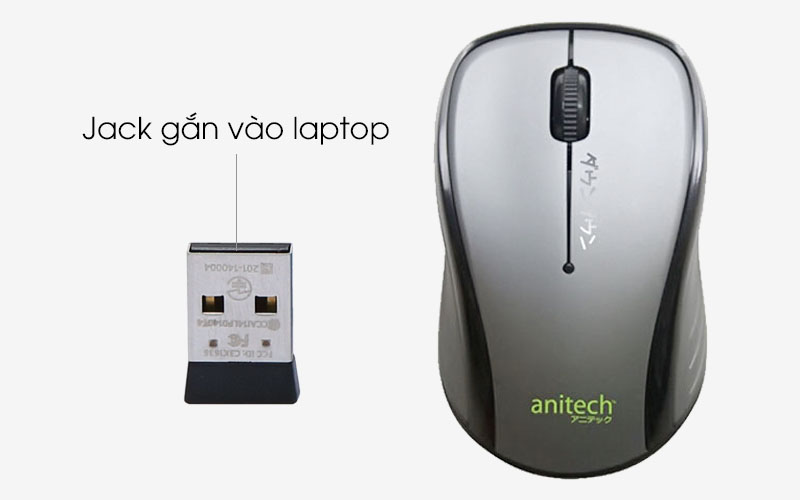 Chuột không dây Anitech MW315 - Kết nối với máy tính hoặc tivi thông qua cổng gắn USB