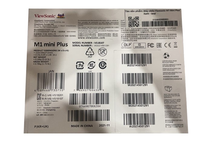 Máy Chiếu Led Viewsonic HD M1 Mini Plus Màu Xanh da trời