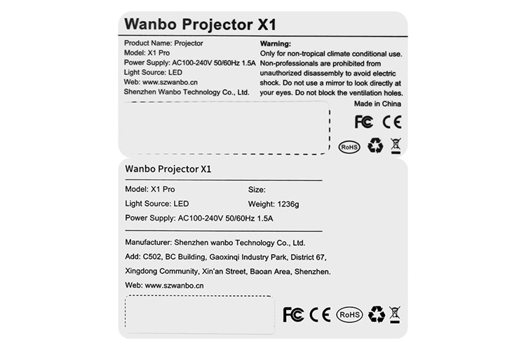 Máy chiếu Wanbo Full HD X1 Màu Trắng