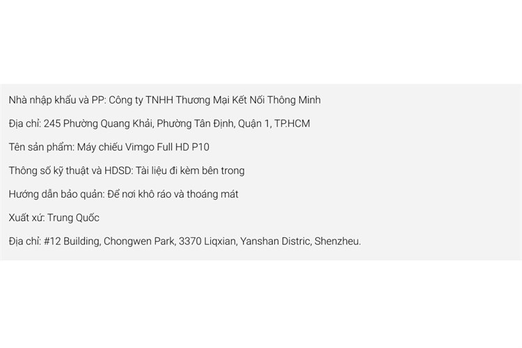 Máy chiếu Vimgo Full HD P10 Màu Xanh