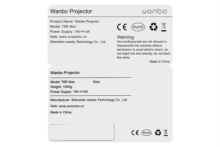 Máy chiếu Wanbo Full HD T6R Max Màu Đen Màu Đen