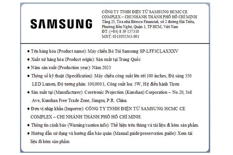 Máy chiếu Smart Tivi Bỏ Túi FHD Samsung The Freestyle Gen 2 SP-LFF3CLA Màu Trắng