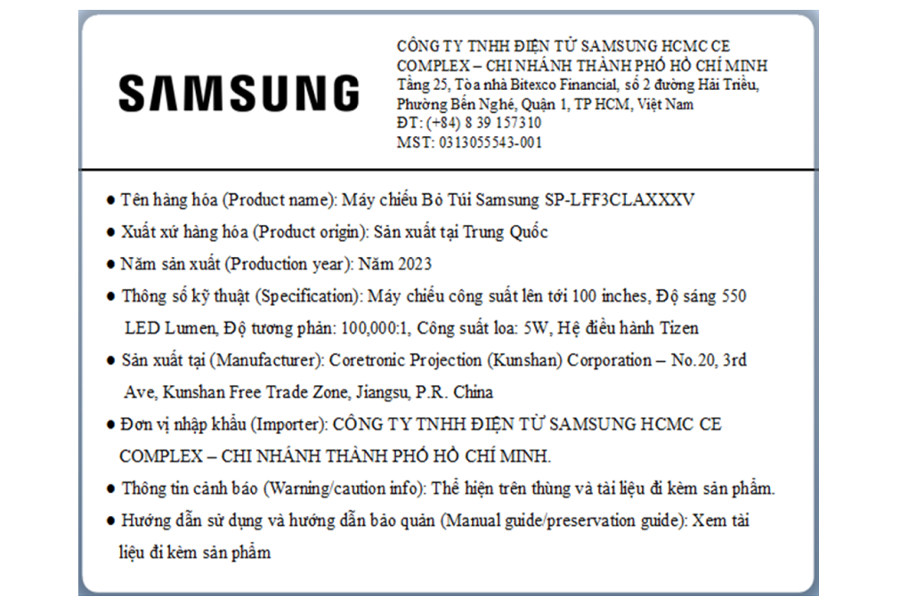Máy chiếu Smart Tivi Bỏ Túi FHD Samsung The Freestyle Gen 2 SP-LFF3CLA Màu Trắng