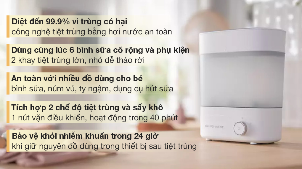 Máy tiệt trùng sấy khô bình sữa Philips Avent SCF293.00